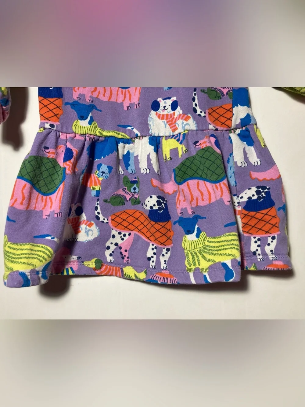 Mini Boden Girls Cozy Sweatshirt Dress Dog Design Cotton Blend Size 2-3 Yrs